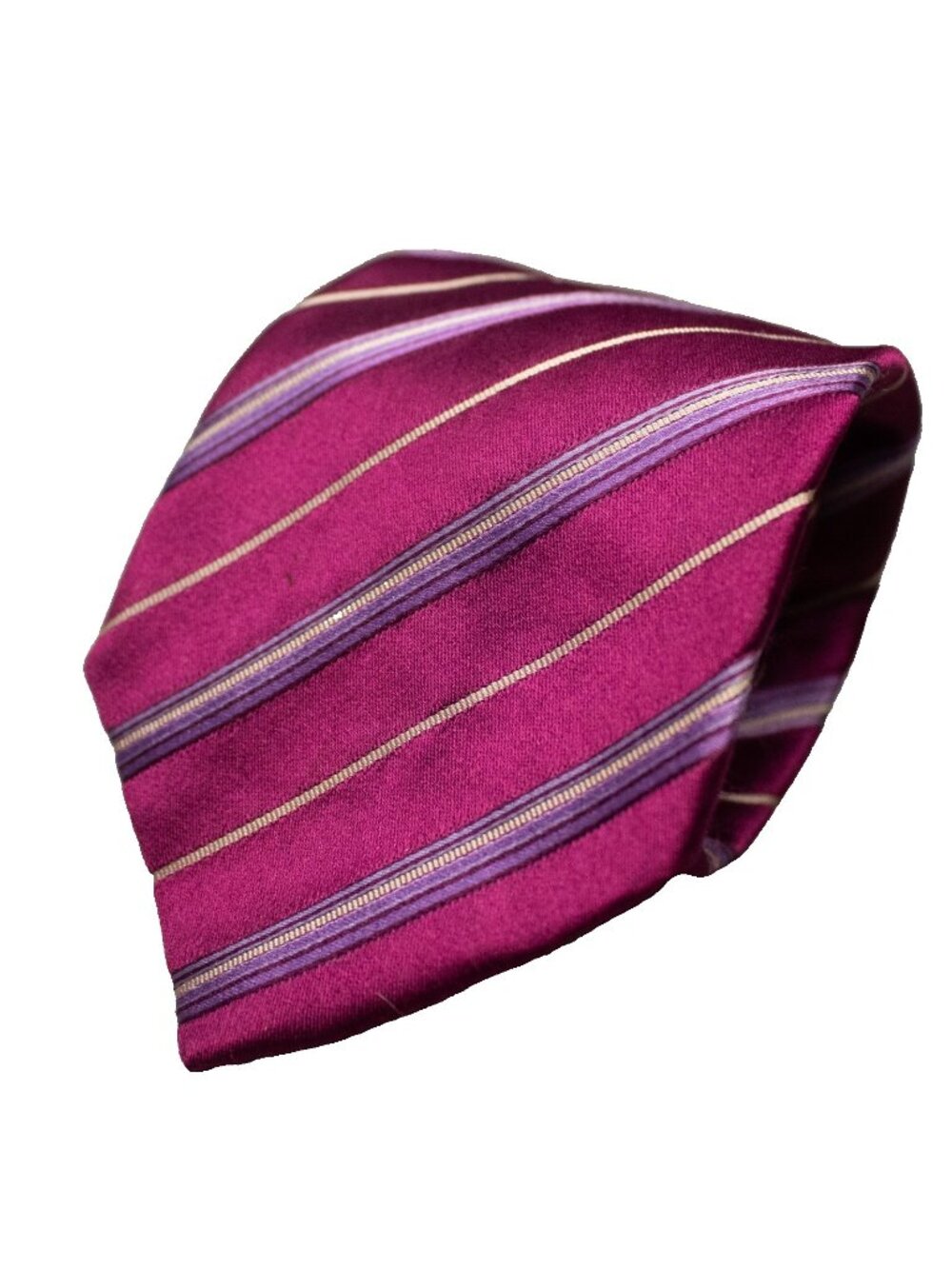 Hugo Boss Tie Purple Striped Pattern Satin Made in Italy 3.5"